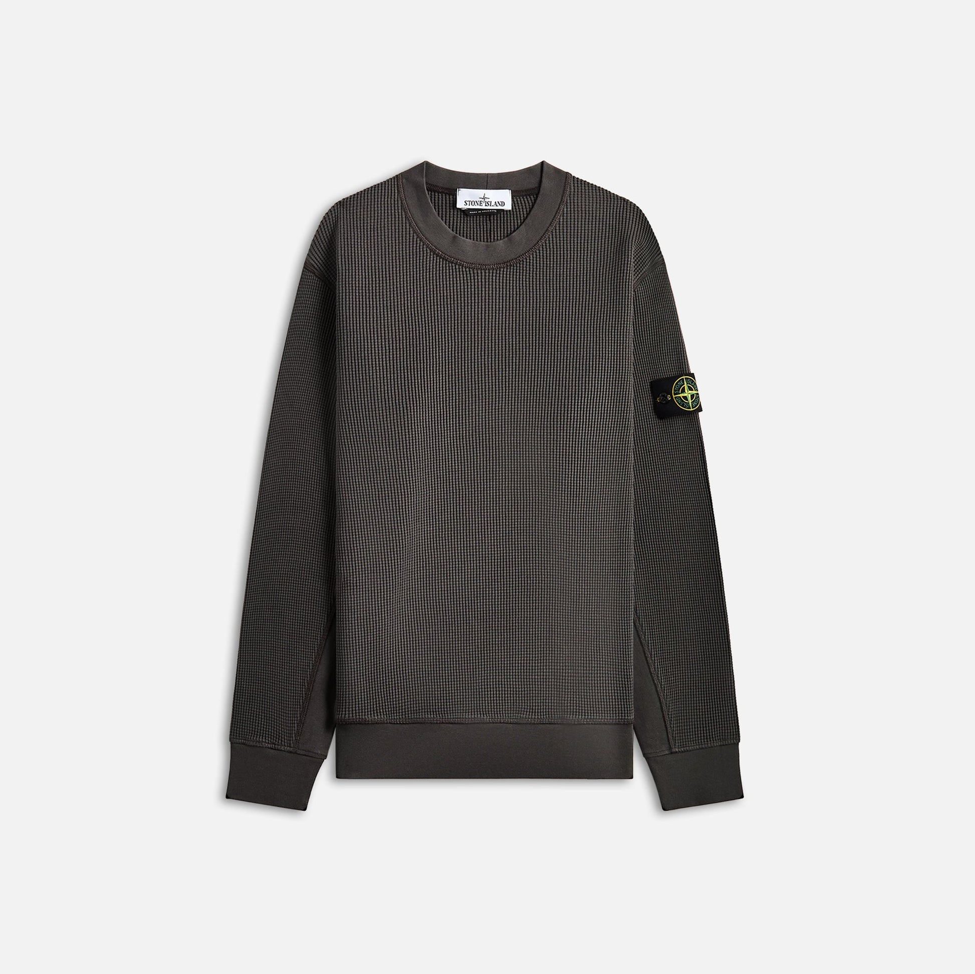 Men Kith Stone Island Cotton Waffle Fleece Sweatshirt - Charcoal