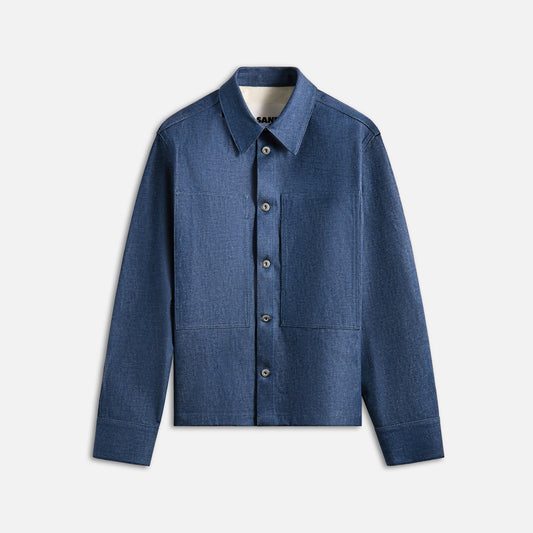 Men Kith Jil Sander Textured Dry Cotton Denim Shirt - Blue