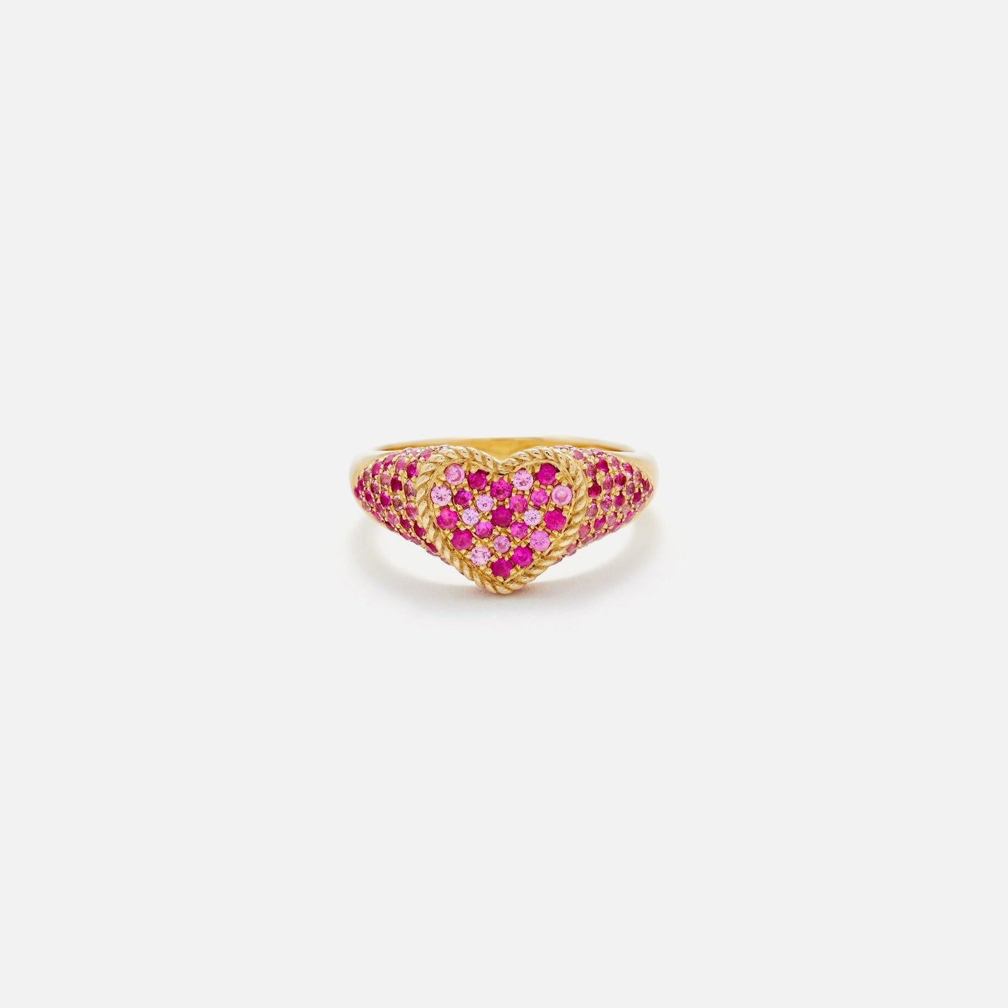 Women Kith Yvonne Leon Baby Chevaliere Coeur Multi Saphirs Roses - Gold / Pink