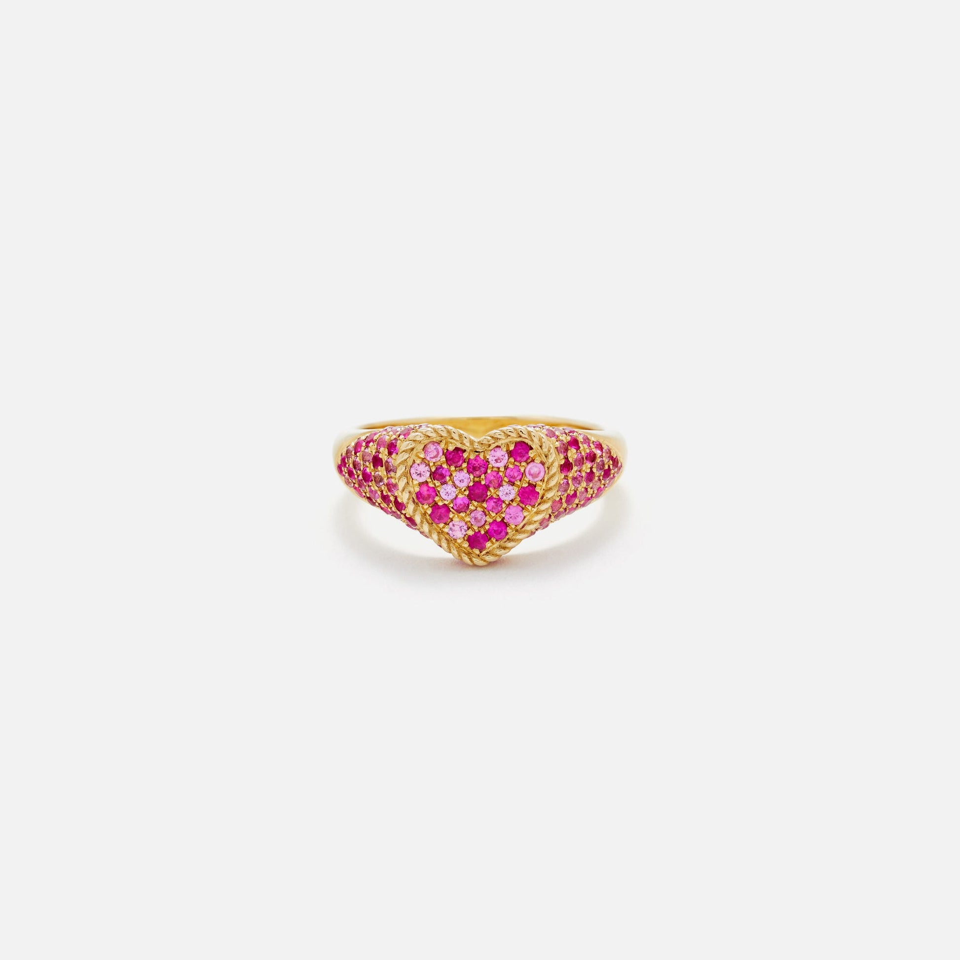 Women Kith Yvonne Leon Baby Chevaliere Coeur Multi Saphirs Roses - Gold / Pink