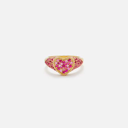 Women Kith Yvonne Leon Baby Chevaliere Coeur Multi Saphirs Roses - Gold / Pink