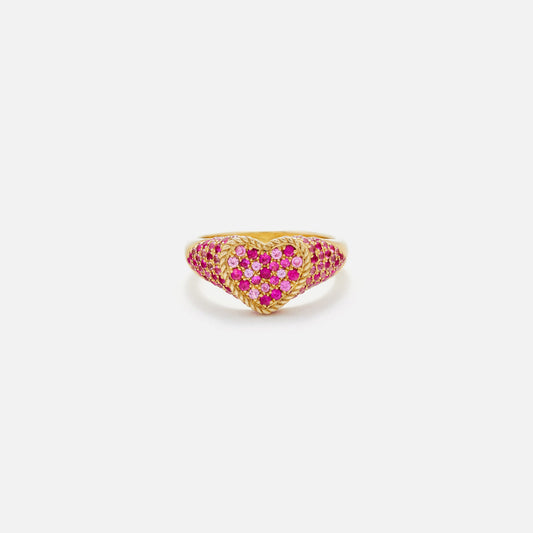 Women Kith Yvonne Leon Baby Chevaliere Coeur Multi Saphirs Roses - Gold / Pink