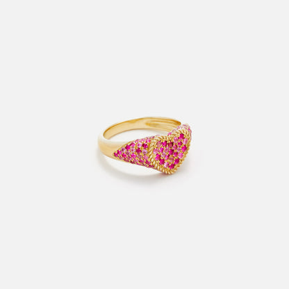 Women Kith Yvonne Leon Baby Chevaliere Coeur Multi Saphirs Roses - Gold / Pink