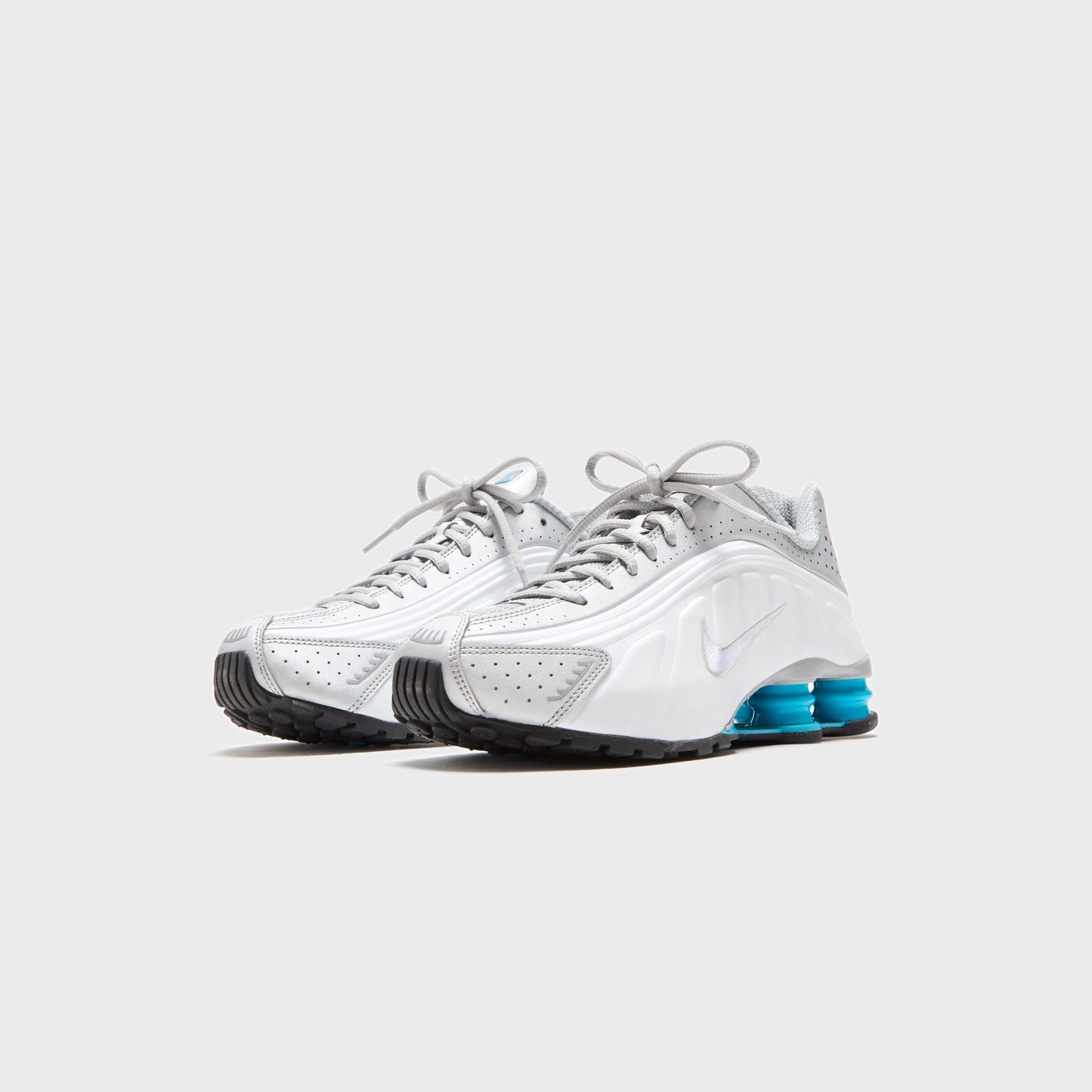 Men Kith Nike Shox R4 - Metallic Silver / White / Blue Lagoon