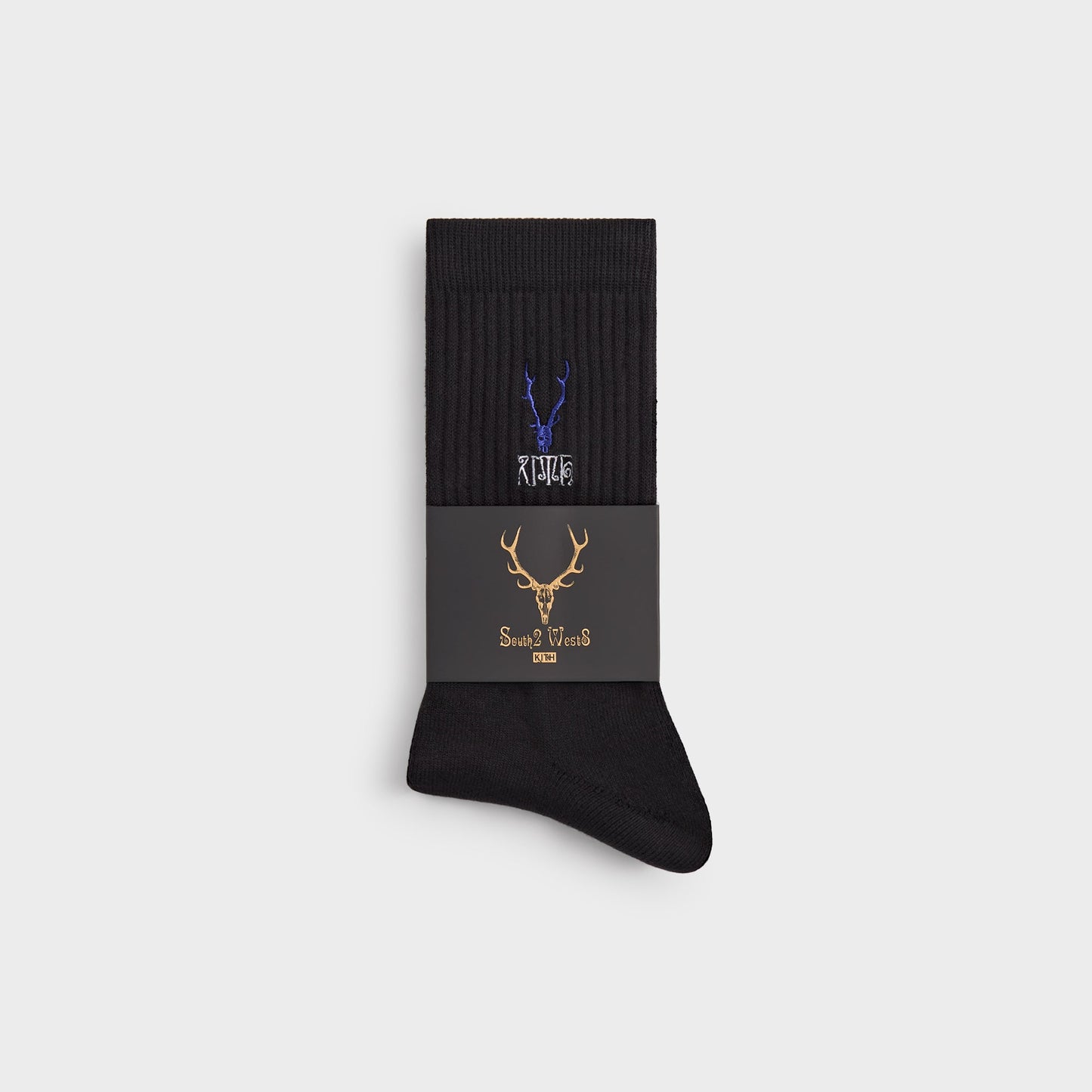 Men Kith Kith for South2 West8 Embroidered Logo Crew Socks - Black