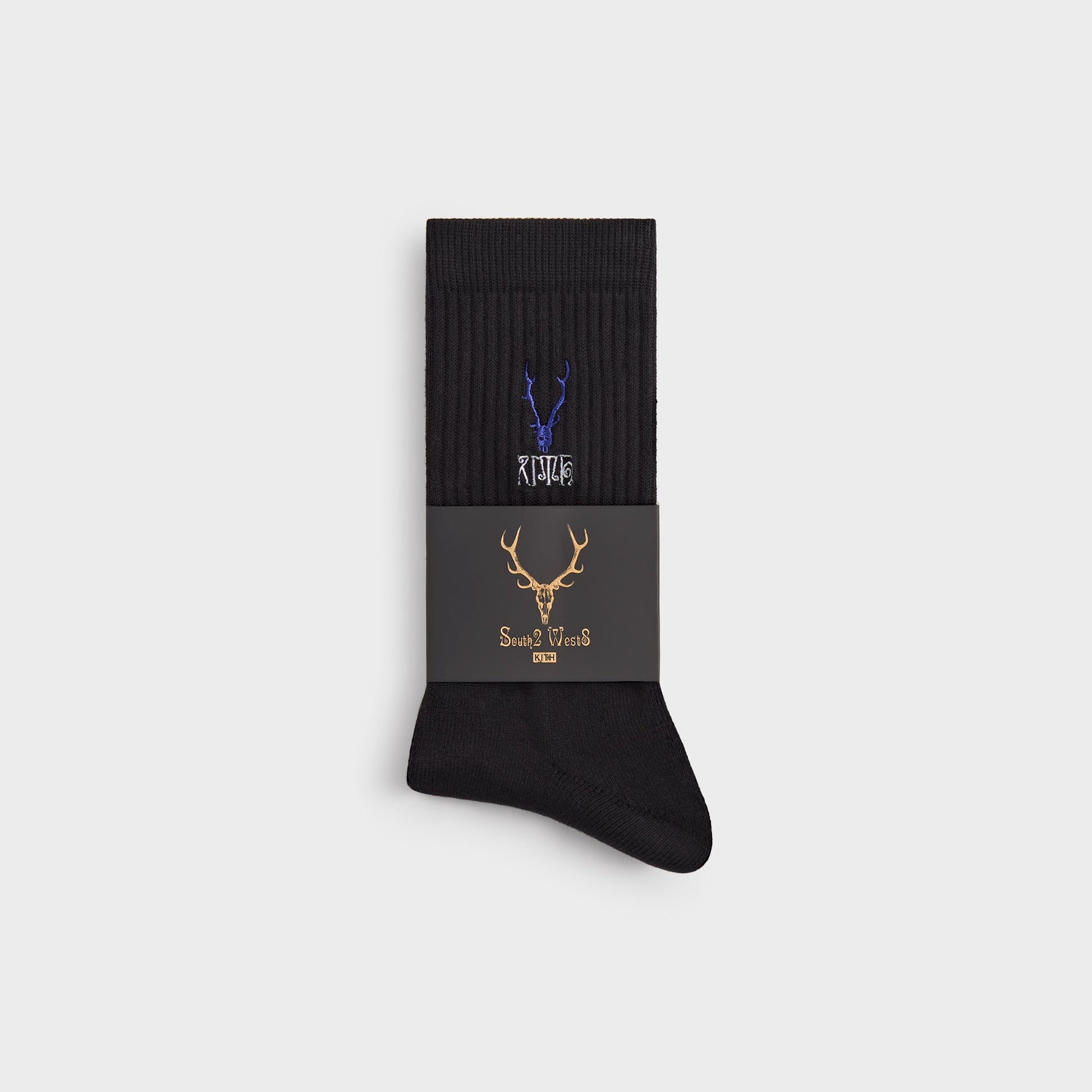 Men Kith Kith for South2 West8 Embroidered Logo Crew Socks - Black