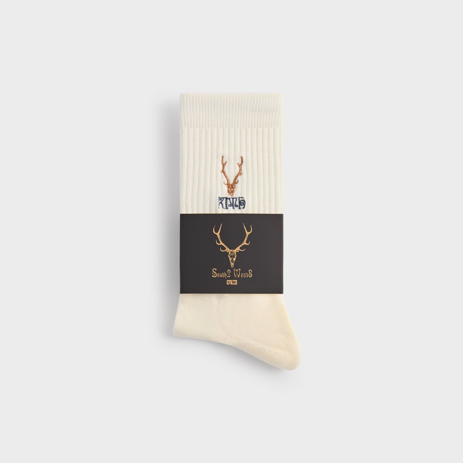 Men Kith Kith for South2 West8 Embroidered Logo Crew Socks - Silk