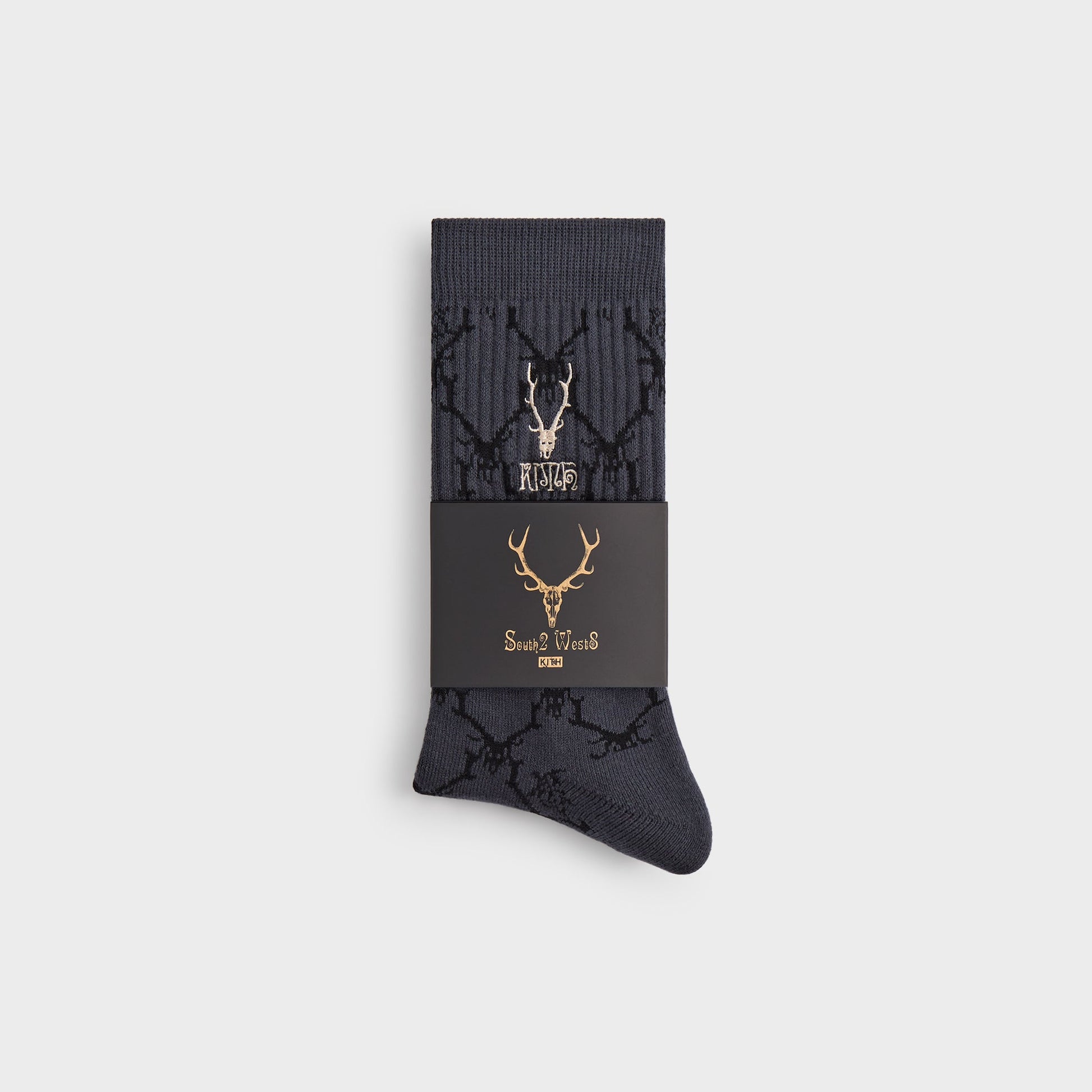 Men Kith Kith for South2 West8 Monogram Jacquard Crew Socks - Black