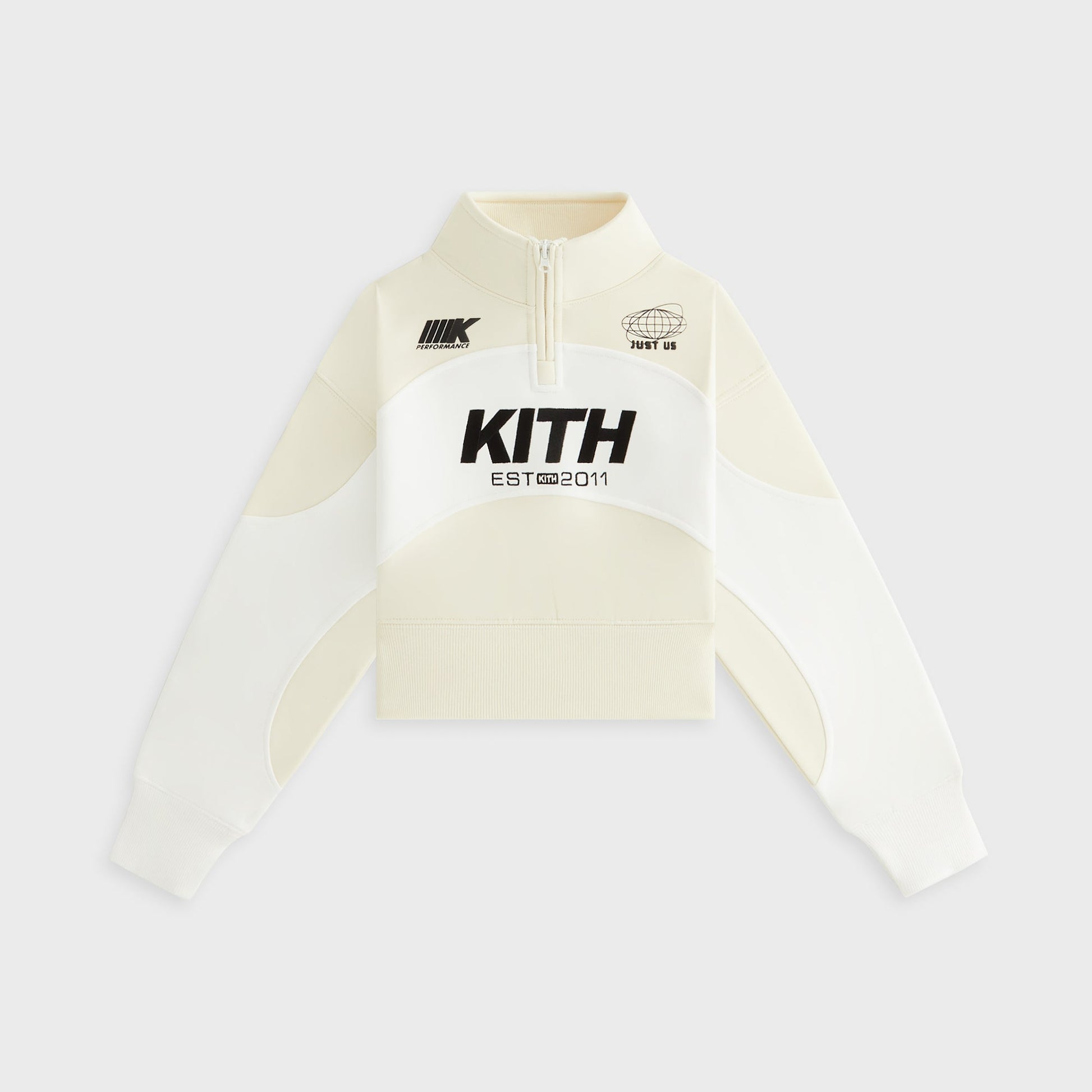 Kids Kith Kith Kids Paneled Cropped Fallon Quarter Zip - Sandrift