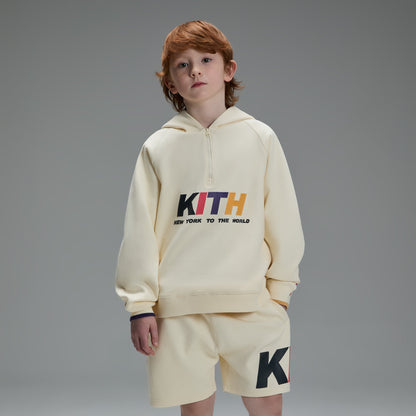 Kids Kith Kith Kids New York Quarter Zip Hoodie - Sandrift