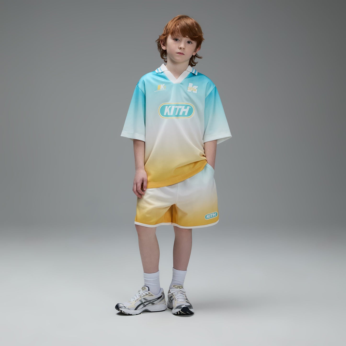 Kids Kith Kith Kids Gradient Soccer Jordan Short - Dusty Aqua