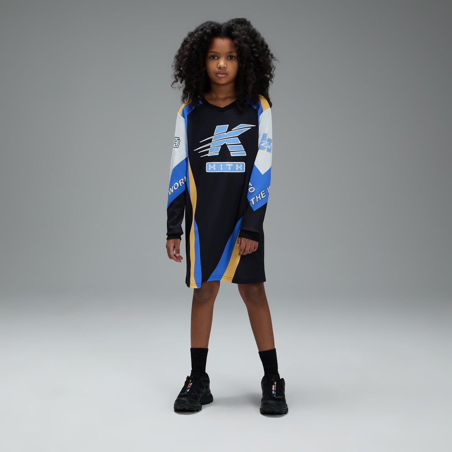 Kids Kith Kith Kids Ridley Speed Logo Dress - Black