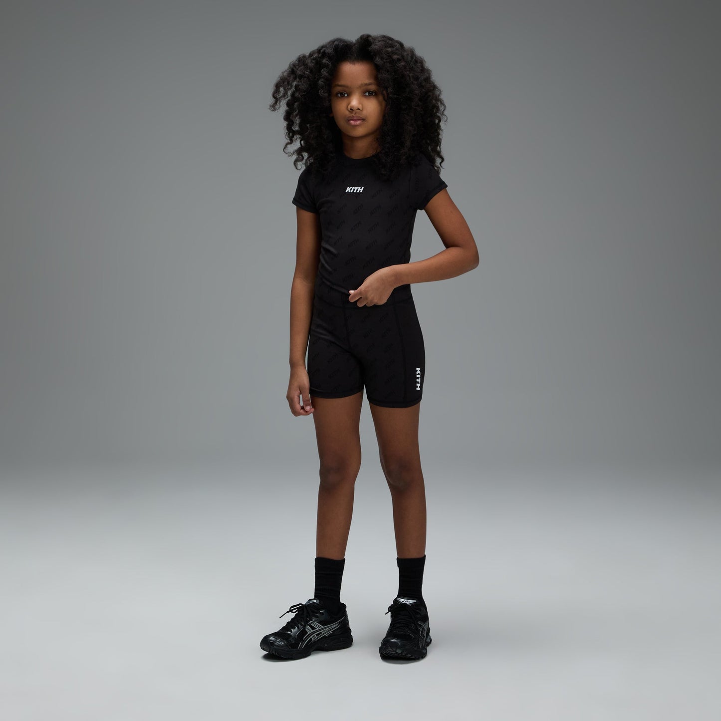 Kids Kith Kith Kids Monogram Active Biker Short - Black