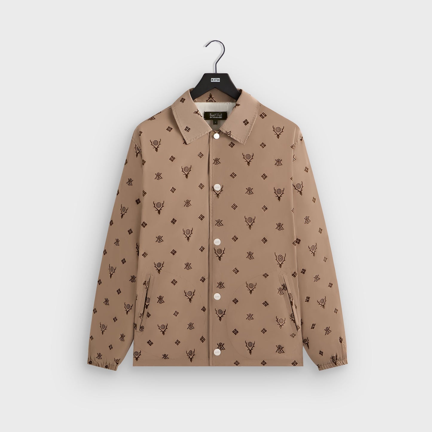 Men Kith Kith & South2 West8 for Columbia Flocked Monogram Coaches Jacket - Hue