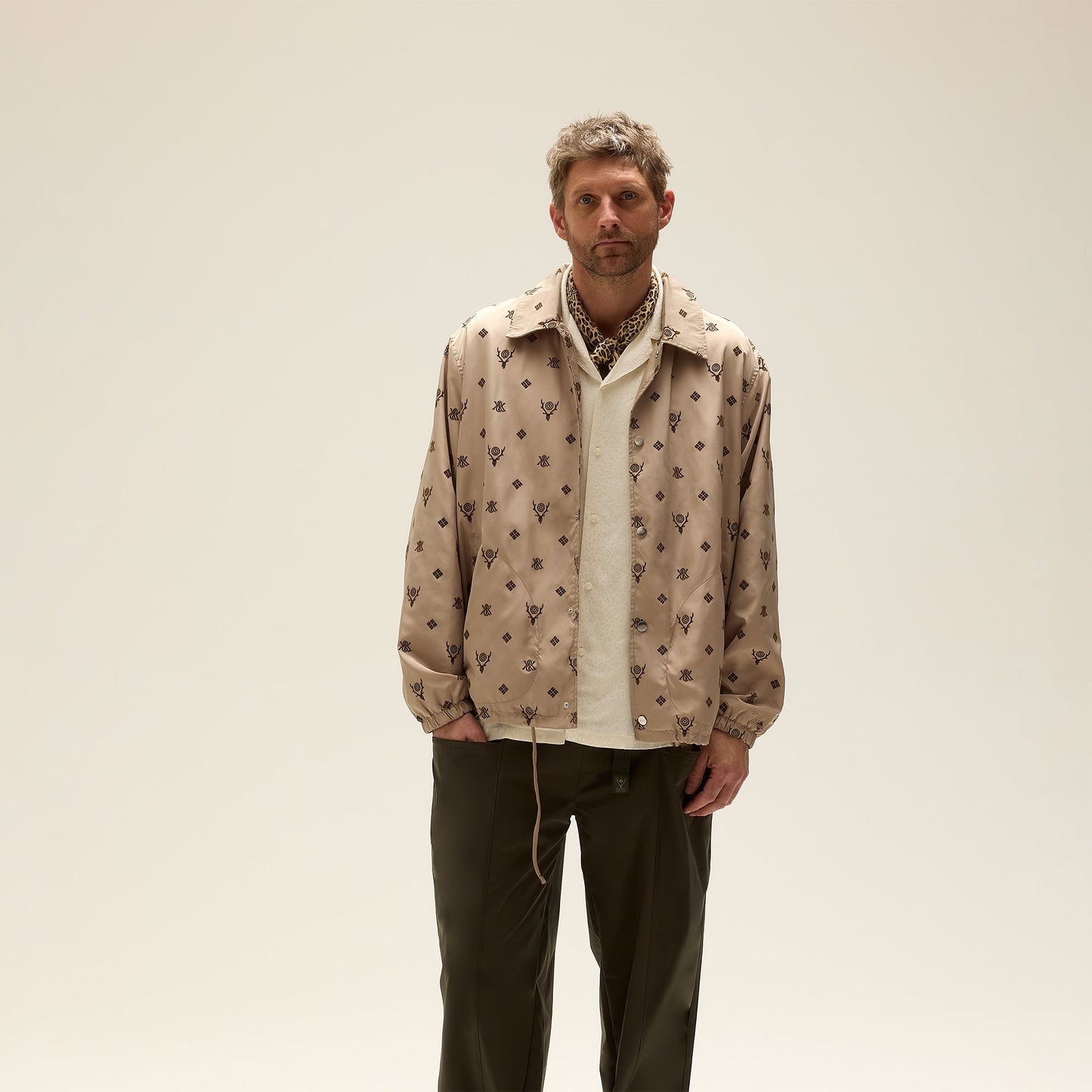 Men Kith Kith & South2 West8 for Columbia Flocked Monogram Coaches Jacket - Hue