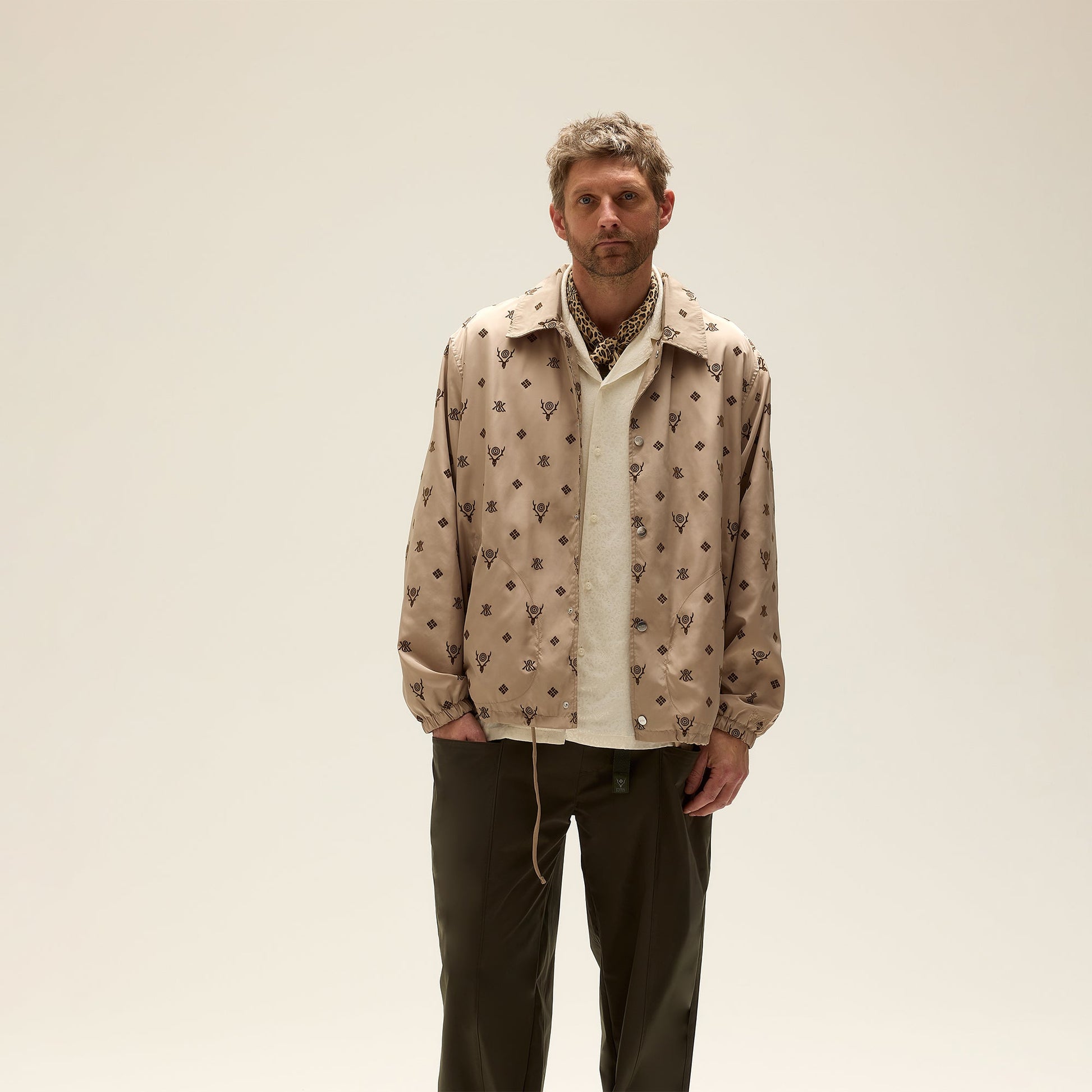 Men Kith Kith & South2 West8 for Columbia Flocked Monogram Coaches Jacket - Hue