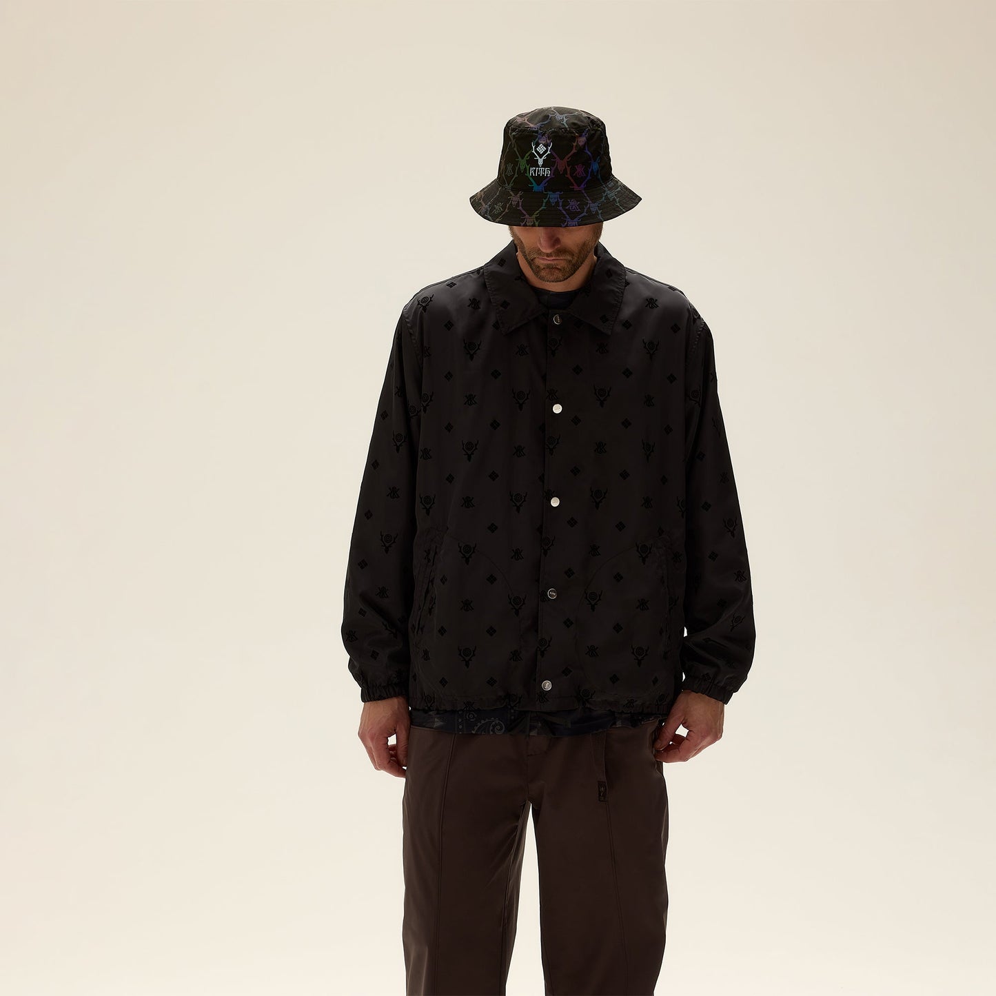 Men Kith Kith & South2 West8 for Columbia Flocked Monogram Coaches Jacket - Bla