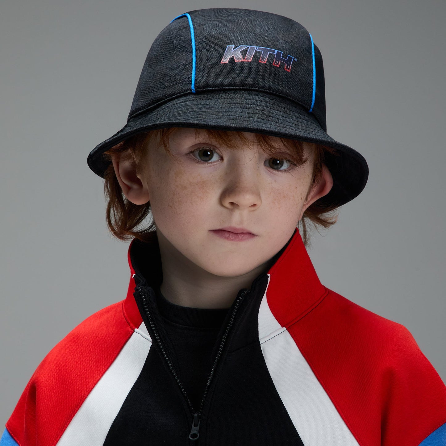 Kids Kith Kith Kids Soccer Checkered Bucket Hat - Black