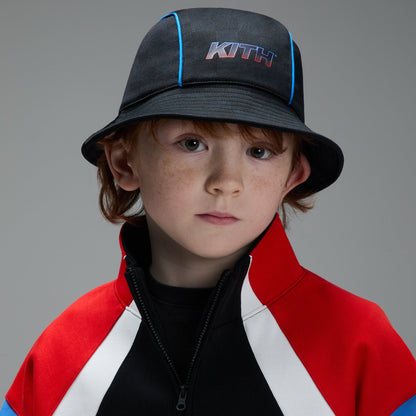 Kids Kith Kith Kids Soccer Checkered Bucket Hat - Black