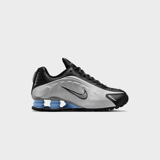 Kids Kith Nike Shox R4 - Metallic Silver / Black / Psychic Blue