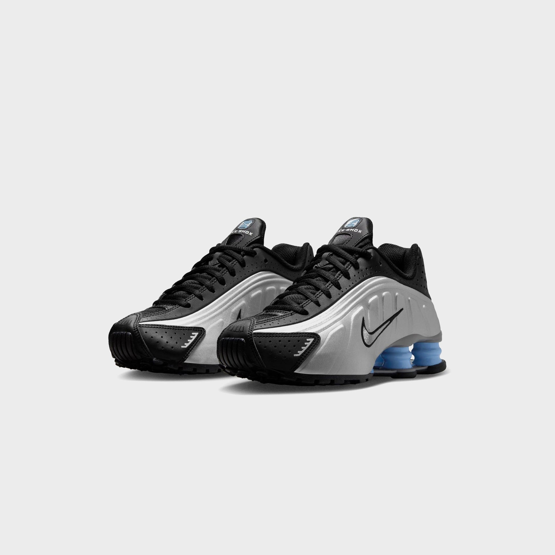 Kids Kith Nike Shox R4 - Metallic Silver / Black / Psychic Blue