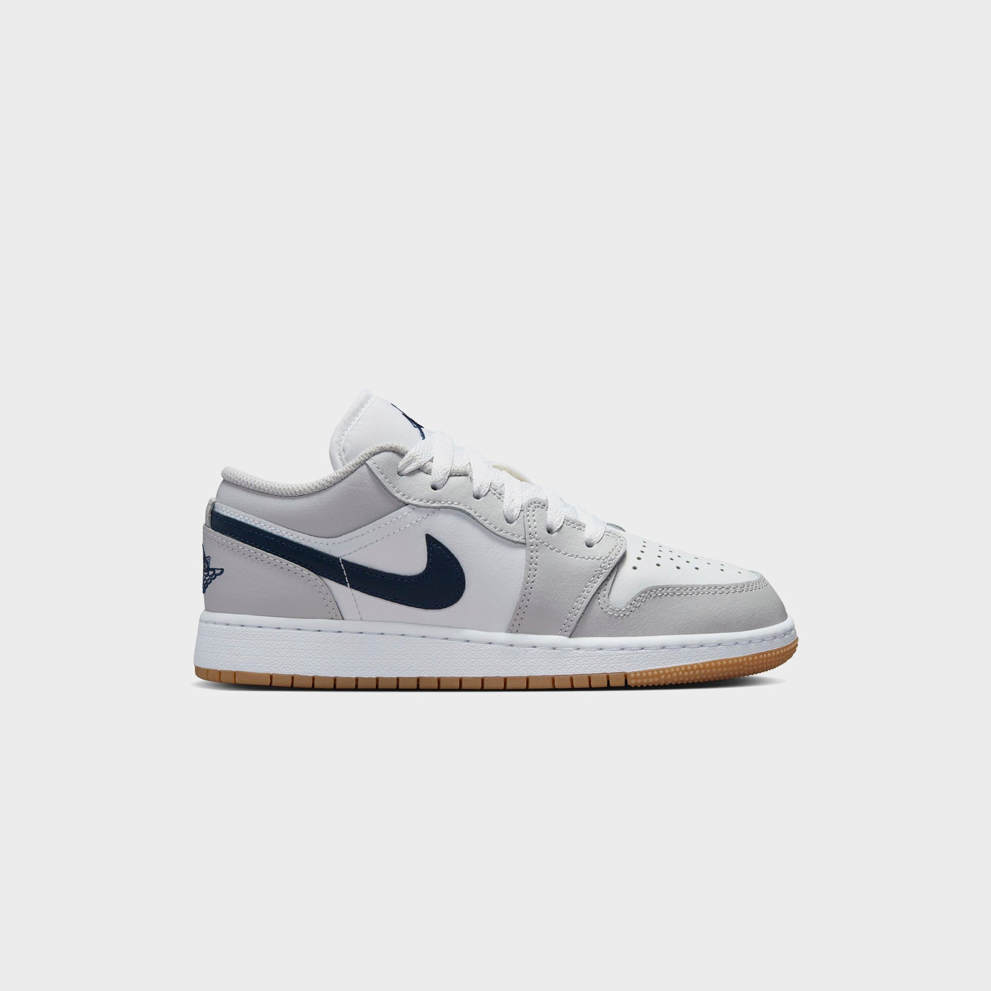 Kids Kith Nike Air Jordan 1 Low - White / Neutral Grey / Gum Medium Brown / Midn