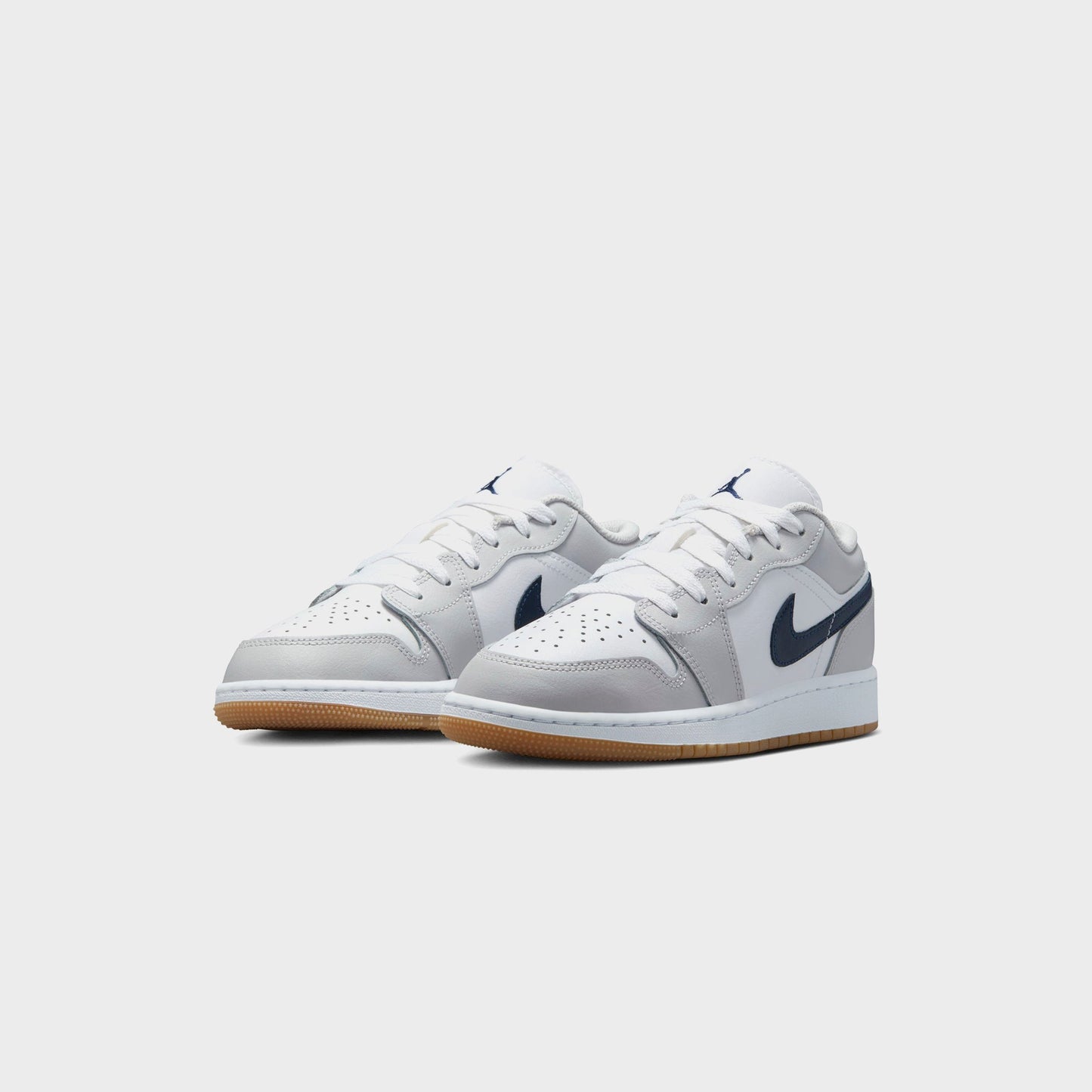 Kids Kith Nike Air Jordan 1 Low - White / Neutral Grey / Gum Medium Brown / Midn