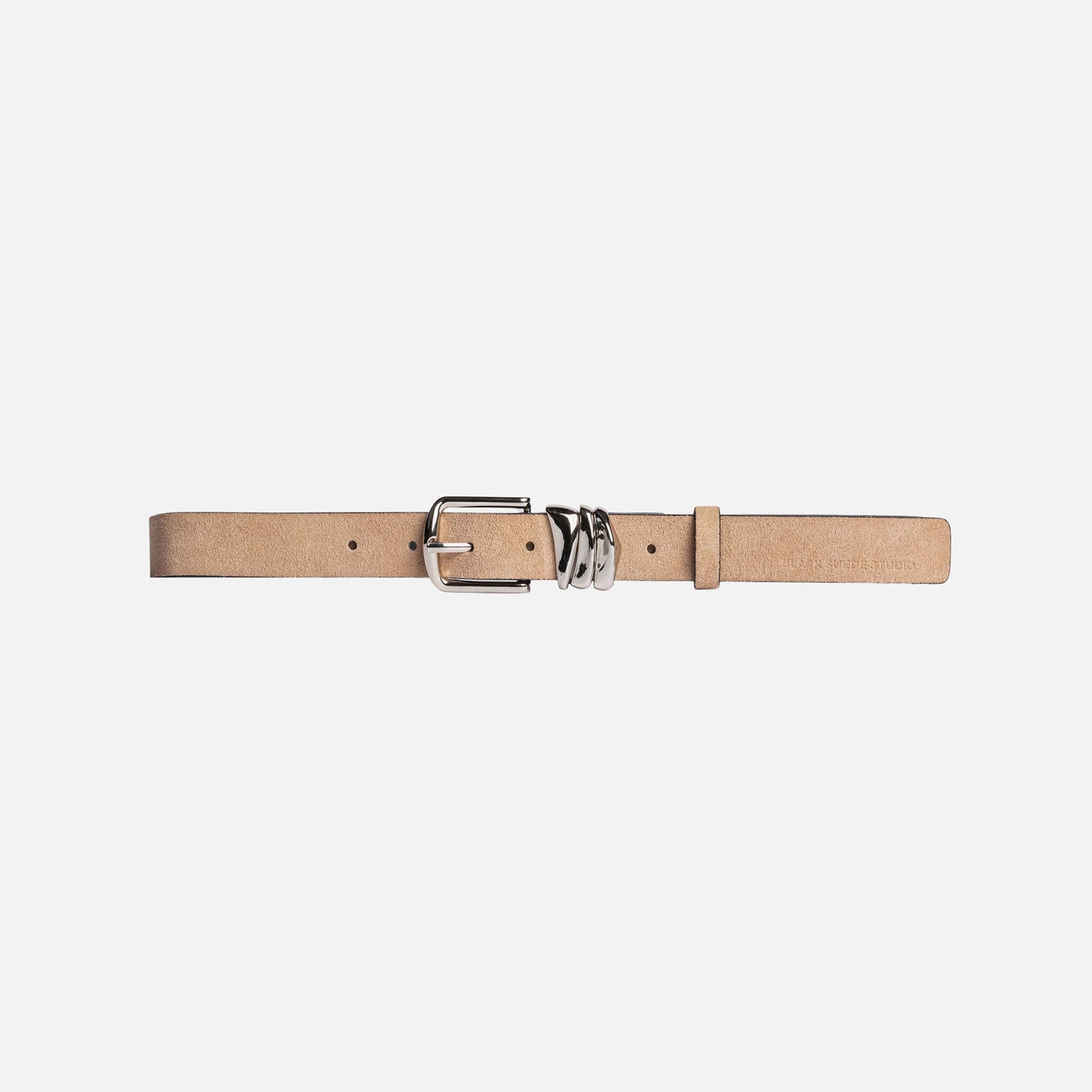 Women Kith Black Suede Studio Boyfriend Belt - Sand Suede / Silver Hardware