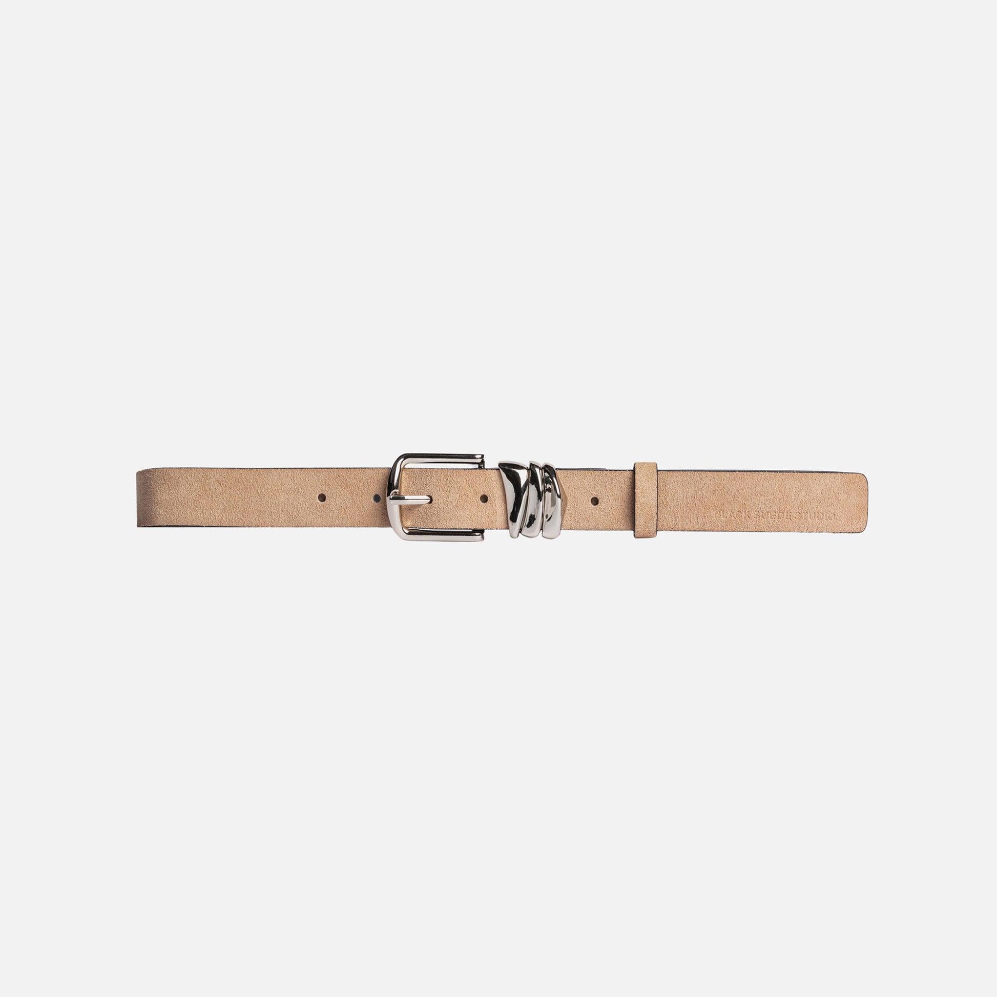 Women Kith Black Suede Studio Boyfriend Belt - Sand Suede / Silver Hardware