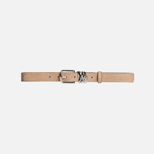 Women Kith Black Suede Studio Boyfriend Belt - Sand Suede / Silver Hardware