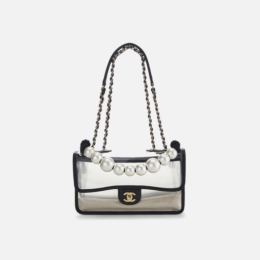 Women Kith WGACA Chanel Sand By The Sea Flap Medium - Black Vinyl