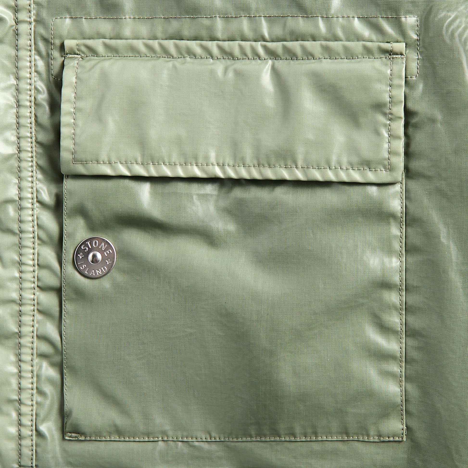 Men Kith Stone Island Mussola Gommata-Tc Garment Dyed Jacket - Sage