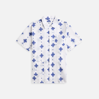 Men Kith Engineered Garments Camp Shirt - White CP Crest Embroidery Sheeting