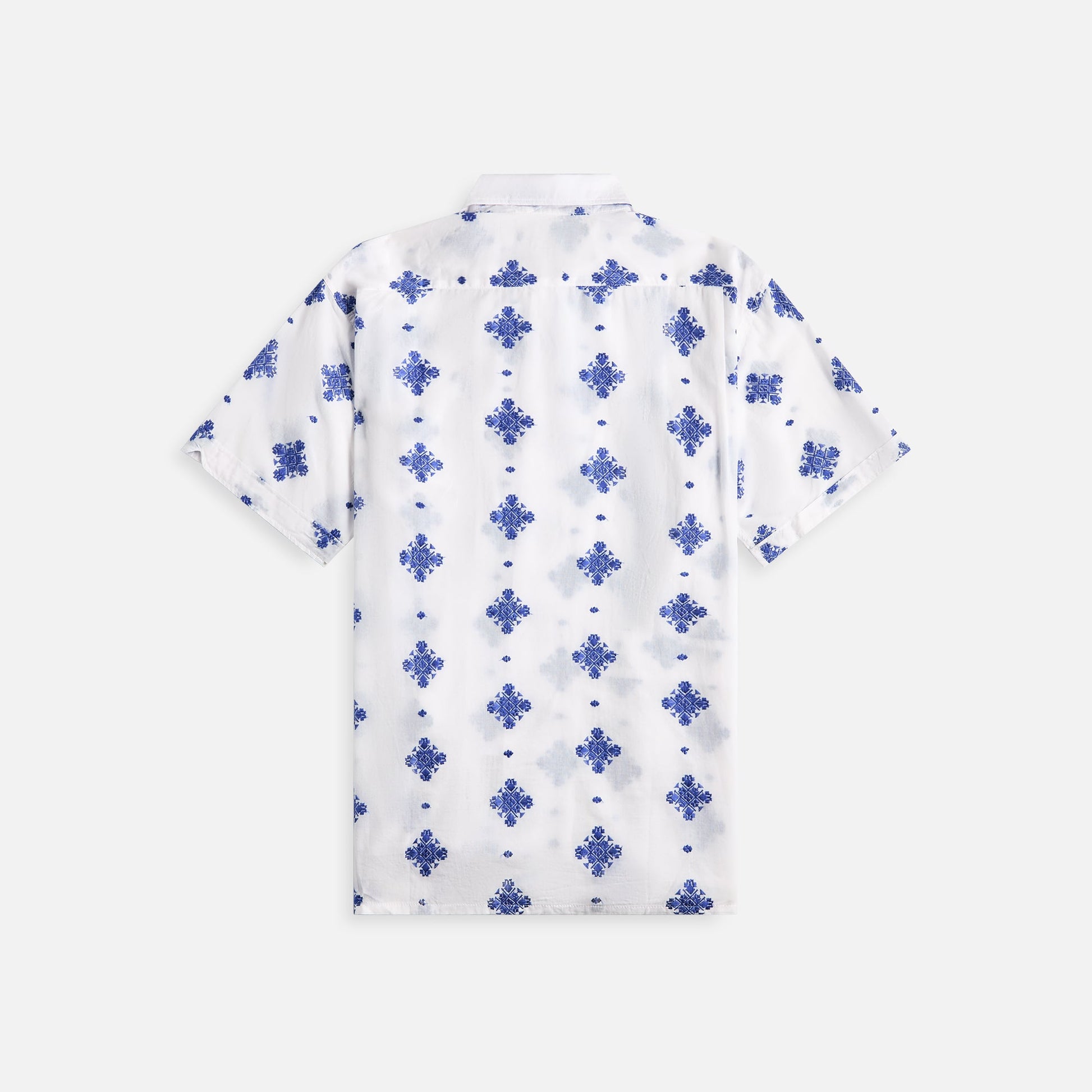 Men Kith Engineered Garments Camp Shirt - White CP Crest Embroidery Sheeting