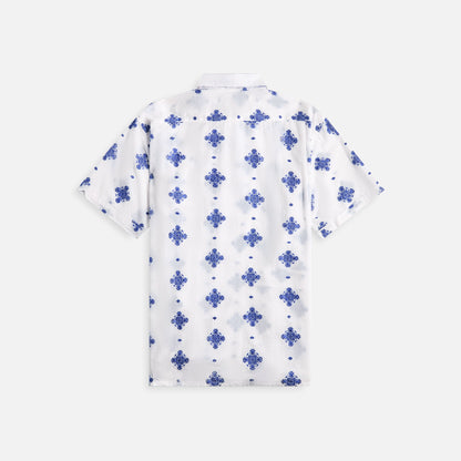 Men Kith Engineered Garments Camp Shirt - White CP Crest Embroidery Sheeting