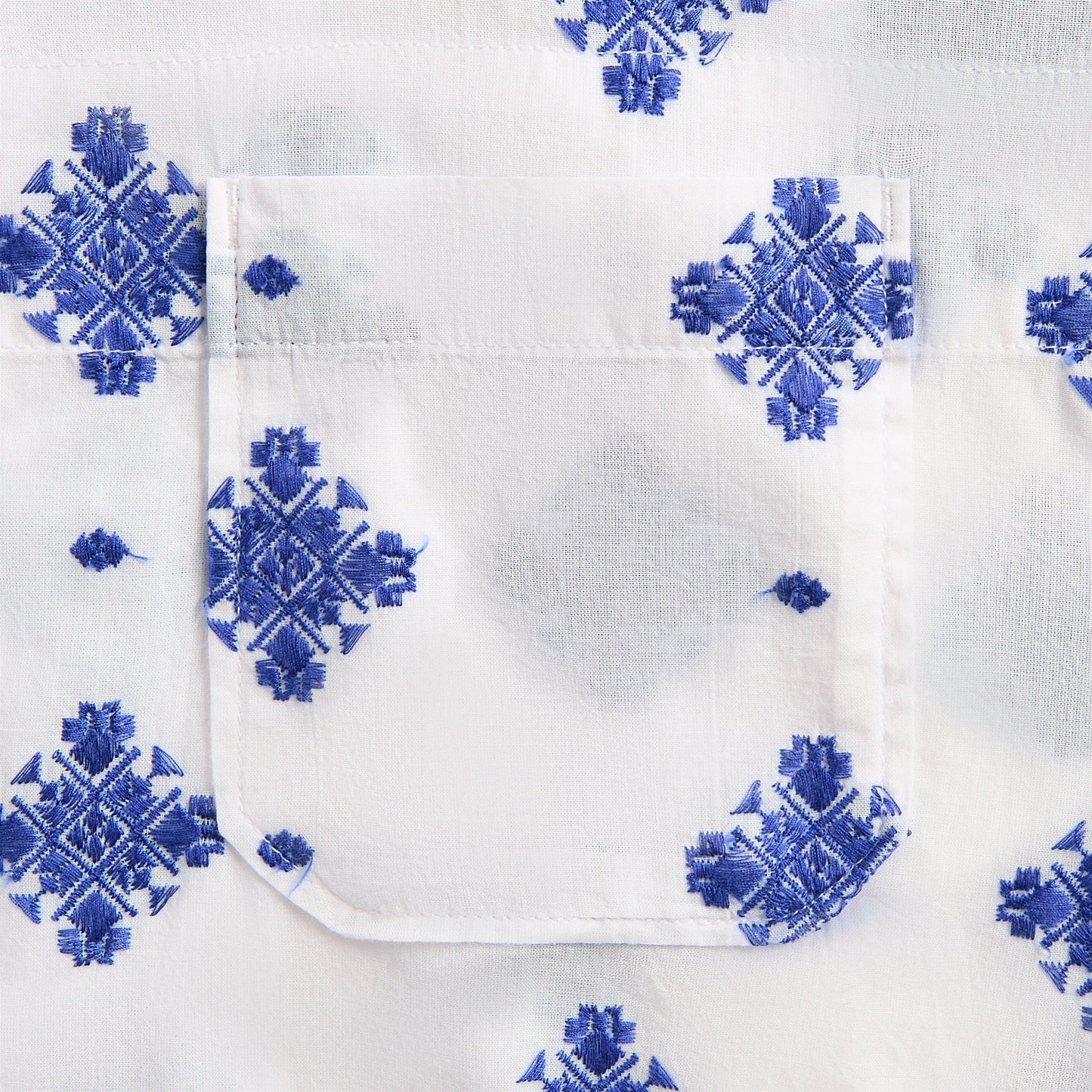 Men Kith Engineered Garments Camp Shirt - White CP Crest Embroidery Sheeting