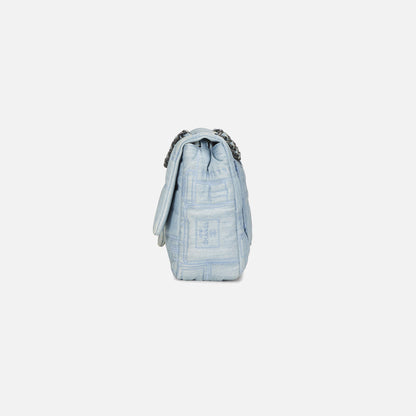 Women Kith WGACA Chanel Blue Denim Perfume Half Flap Jumbo Bag - Blue Denim