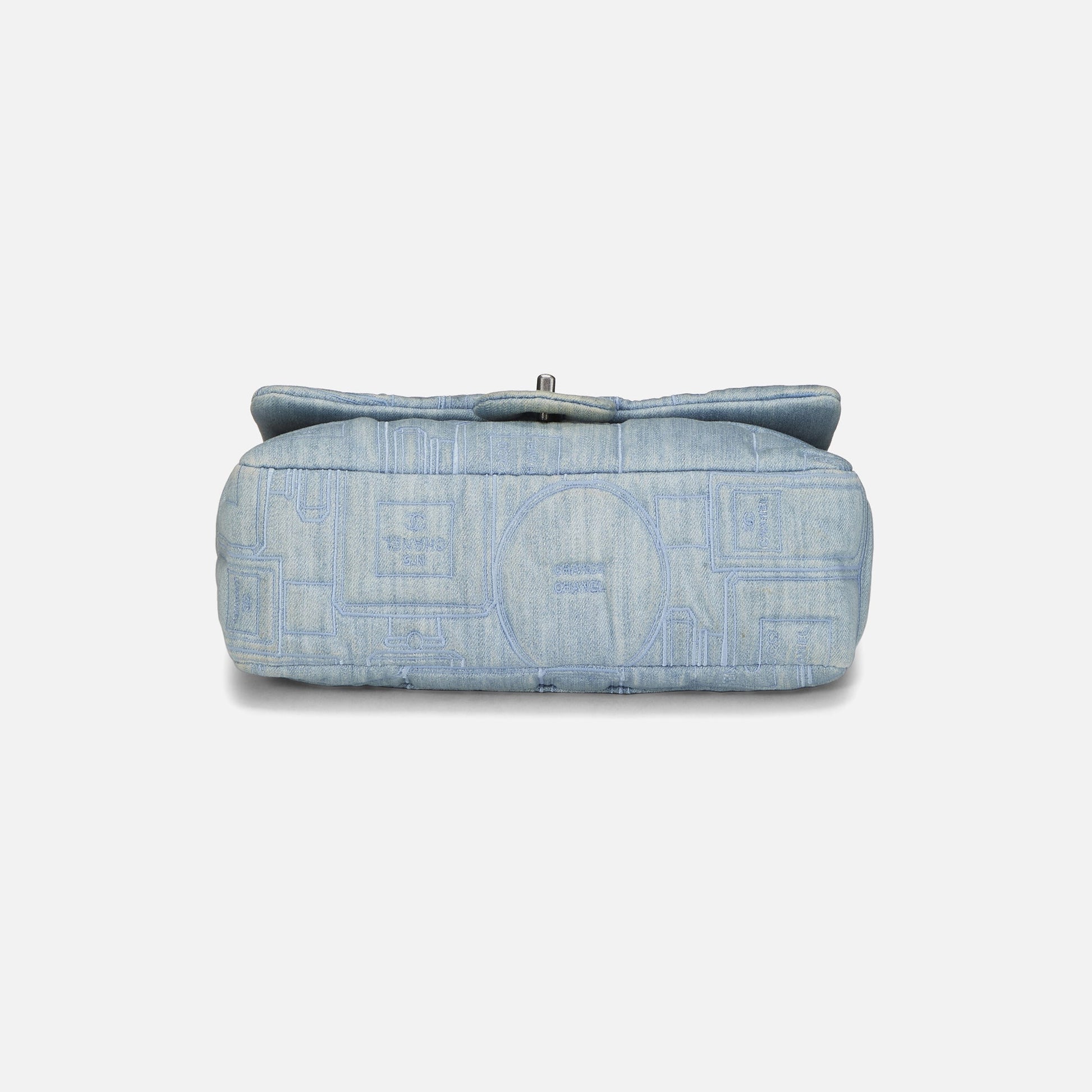 Women Kith WGACA Chanel Blue Denim Perfume Half Flap Jumbo Bag - Blue Denim