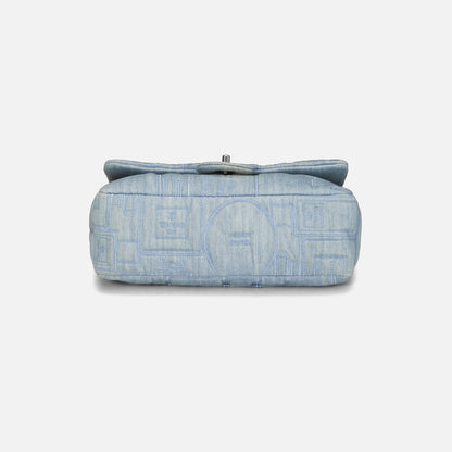Women Kith WGACA Chanel Blue Denim Perfume Half Flap Jumbo Bag - Blue Denim
