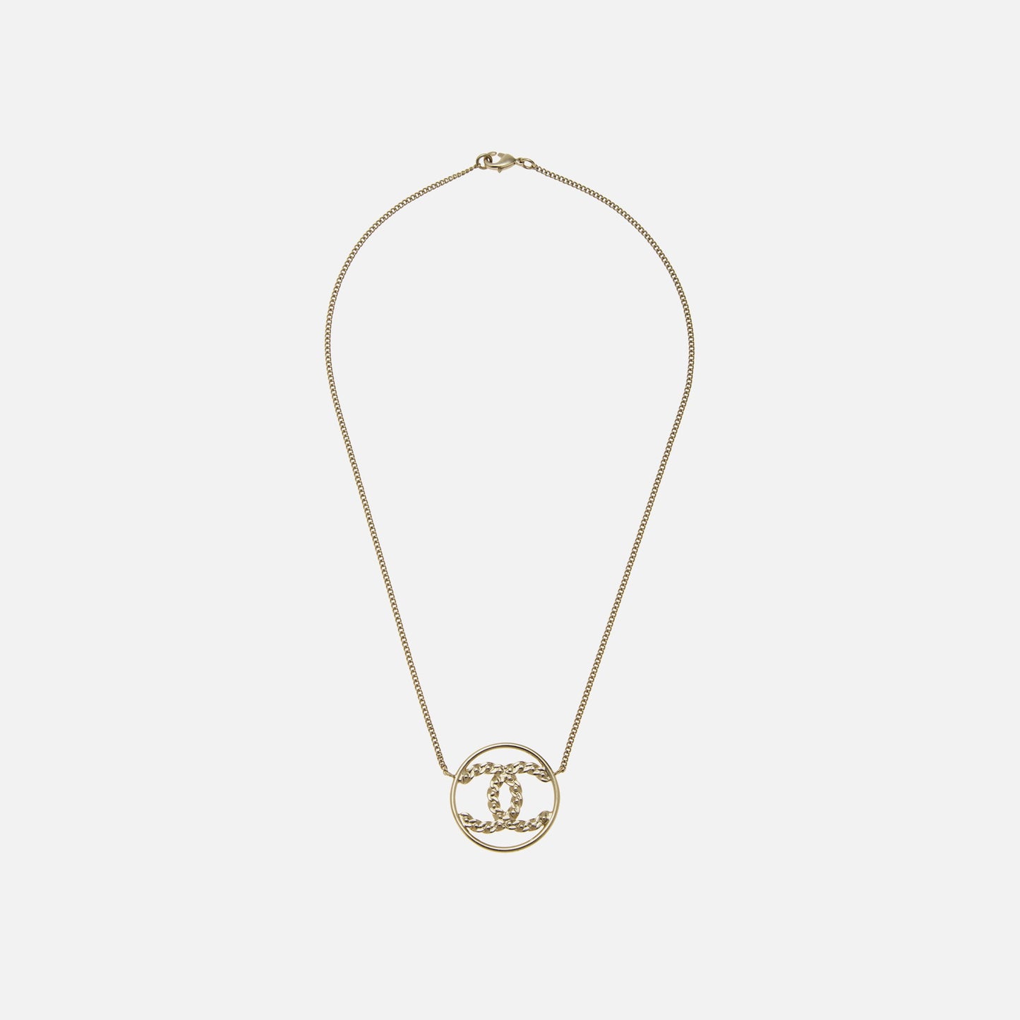Women Kith WGACA Chanel Gold Crystal CC In Circle Necklace - Gold / Crystal
