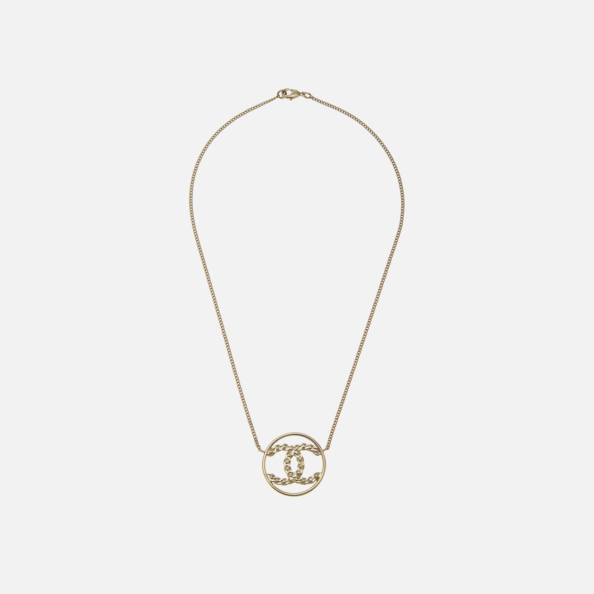 Women Kith WGACA Chanel Gold Crystal CC In Circle Necklace - Gold / Crystal