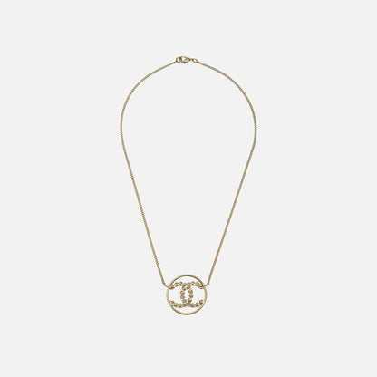 Women Kith WGACA Chanel Gold Crystal CC In Circle Necklace - Gold / Crystal