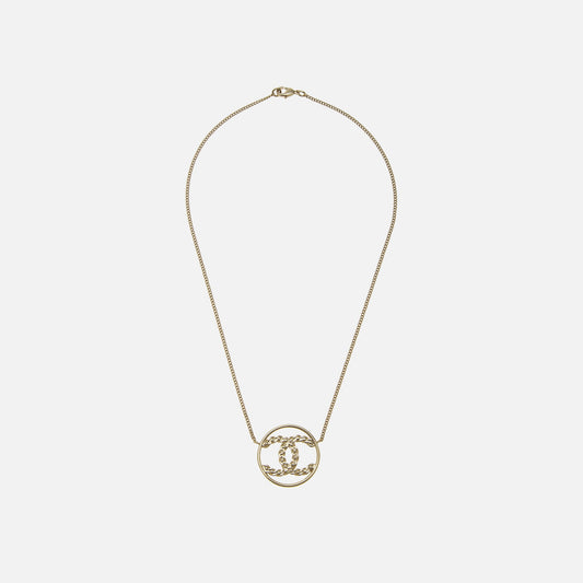 Women Kith WGACA Chanel Gold Crystal CC In Circle Necklace - Gold / Crystal