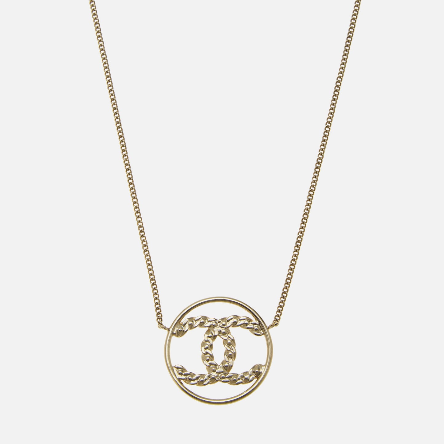 Women Kith WGACA Chanel Gold Crystal CC In Circle Necklace - Gold / Crystal