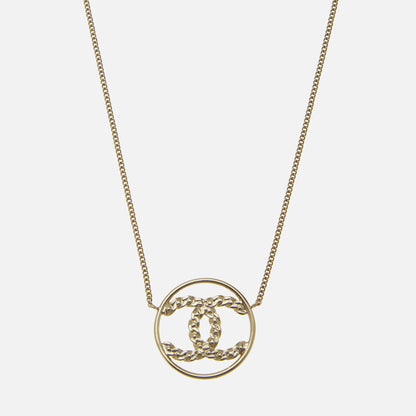 Women Kith WGACA Chanel Gold Crystal CC In Circle Necklace - Gold / Crystal