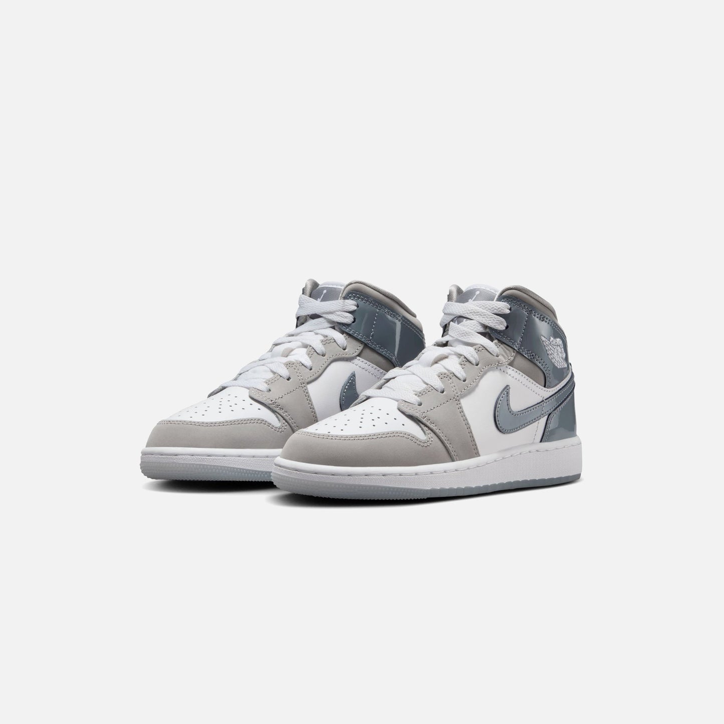 Kids Kith Jordan GS Air Jordan 1 Mid SE - White / Cool Grey / Med Grey