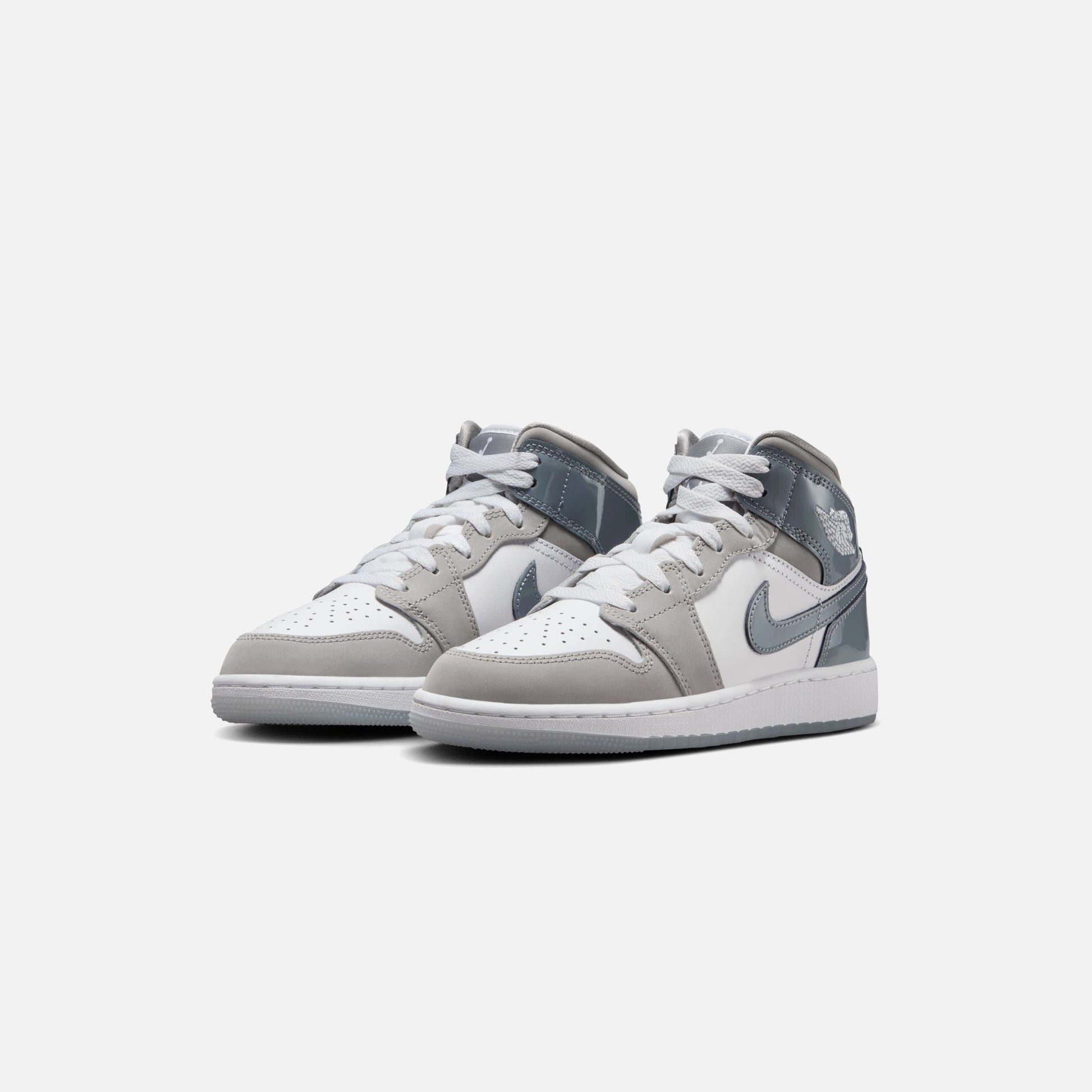 Kids Kith Jordan GS Air Jordan 1 Mid SE - White / Cool Grey / Med Grey