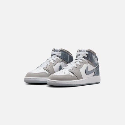 Kids Kith Jordan GS Air Jordan 1 Mid SE - White / Cool Grey / Med Grey