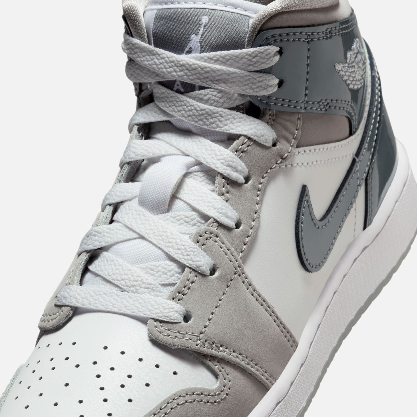 Kids Kith Jordan GS Air Jordan 1 Mid SE - White / Cool Grey / Med Grey