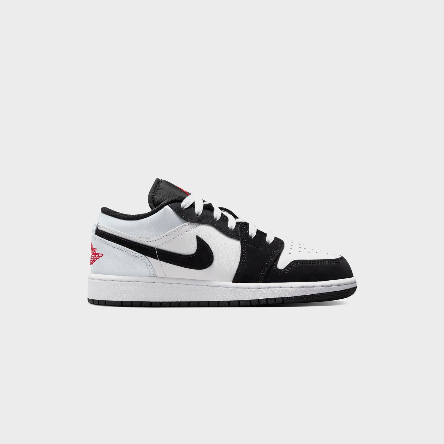 Men|Kids Kith Air Jordan GS 1 Low Se Uni - White / Black / Matte Silver / Fire Red